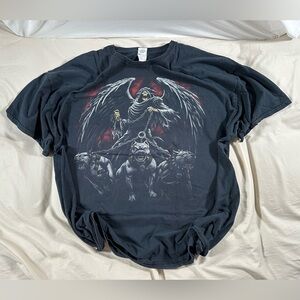 Grim Reaper Chained Bulldog Trio Y2K Goth Punk Skater T-Shirt 3XL Gothic 90s